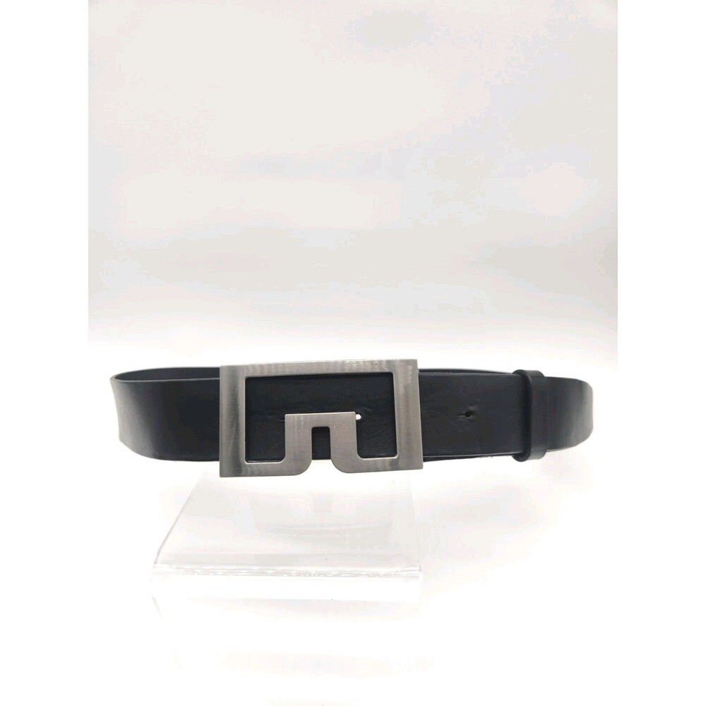 J Lindeberg Size 32 Black Leather Belt Golf Pro Made In Italy